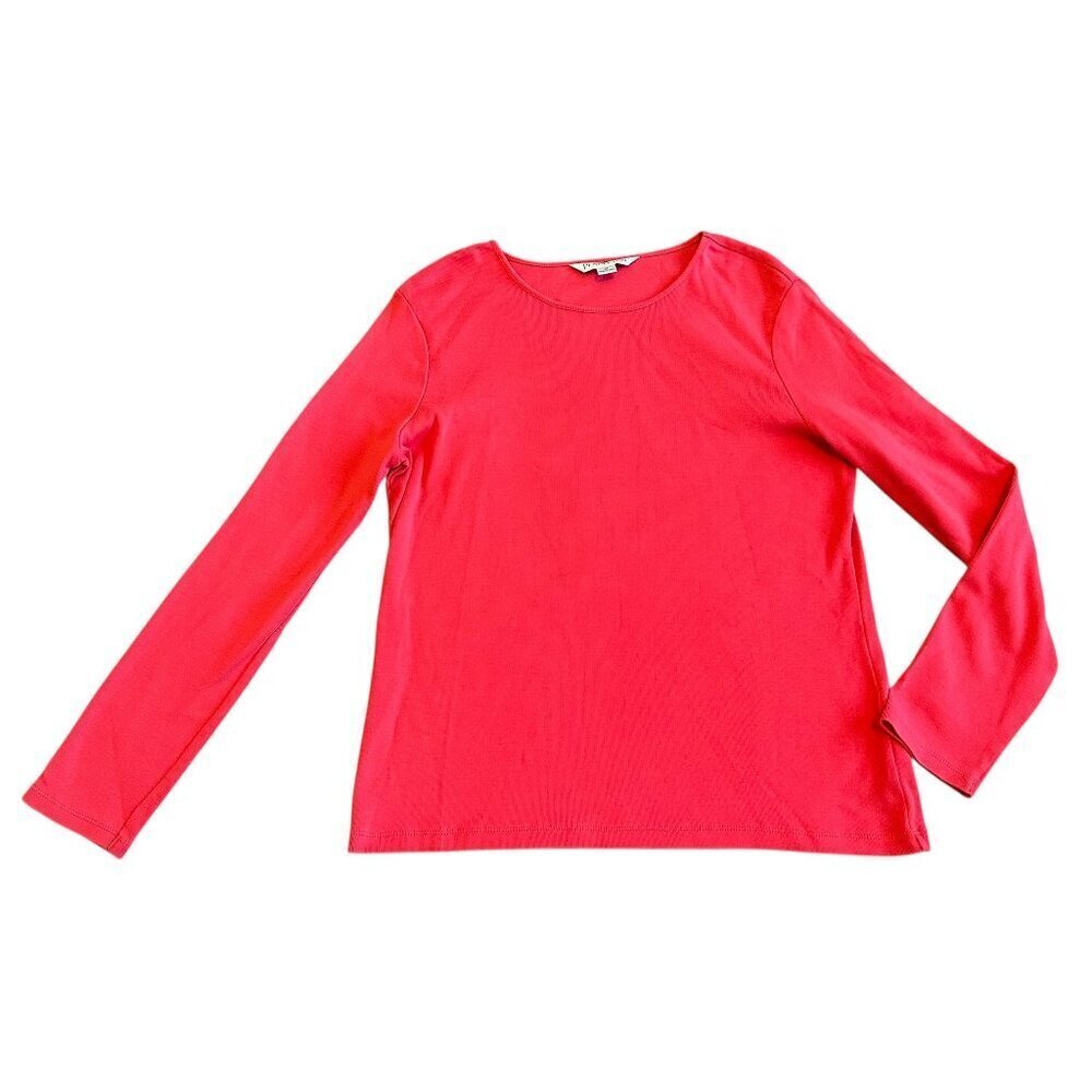 Pendelton Bold Coral Long Sleeve T-Shirt Stretch 100% Cotton Size Medium Women's